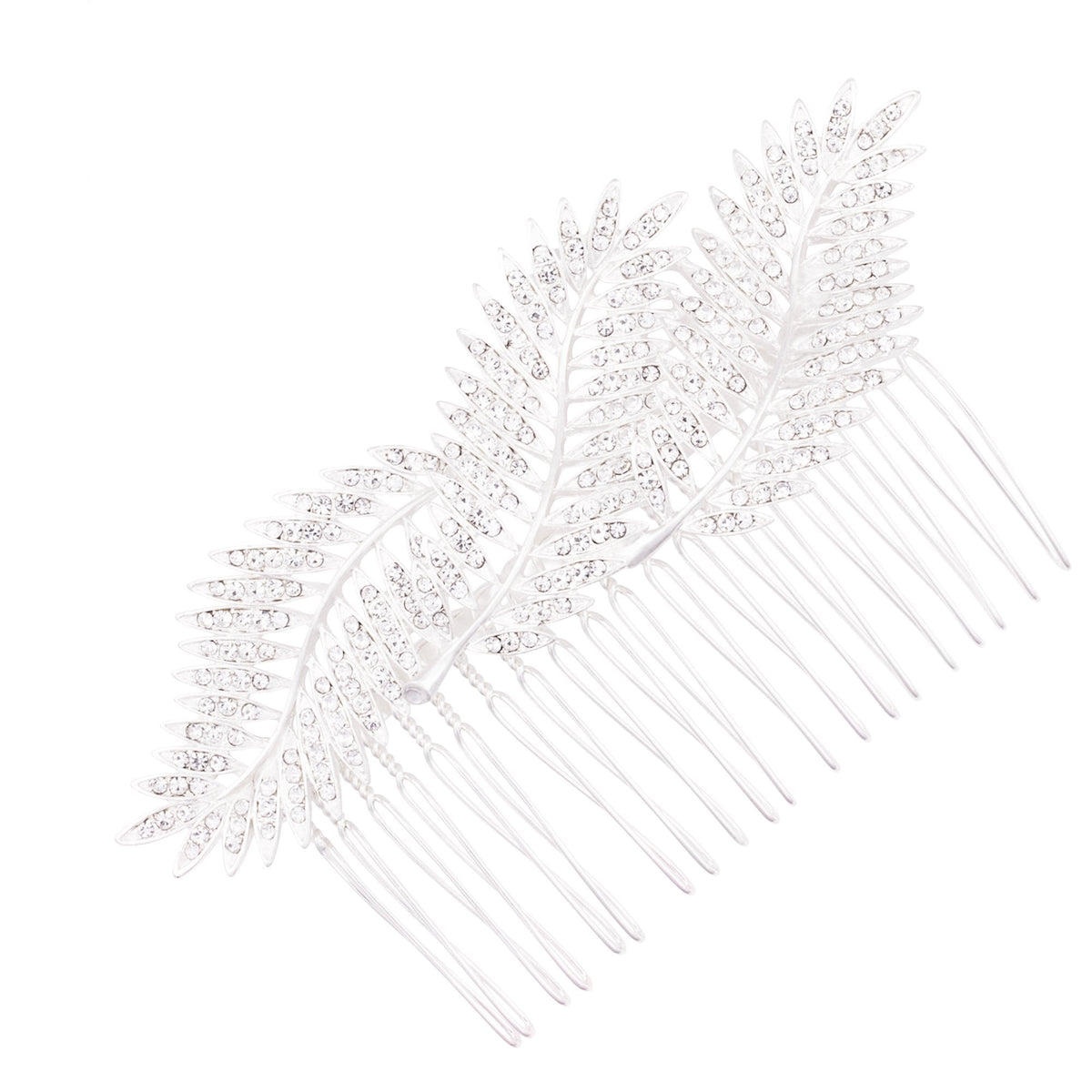Fern Pave Silver Plated Leaf Comb - Gift Pouch