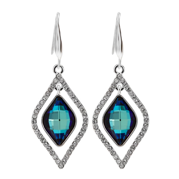 Jon Richard Radiance Collection Silver Plated Blue Diamond Frame Earrings