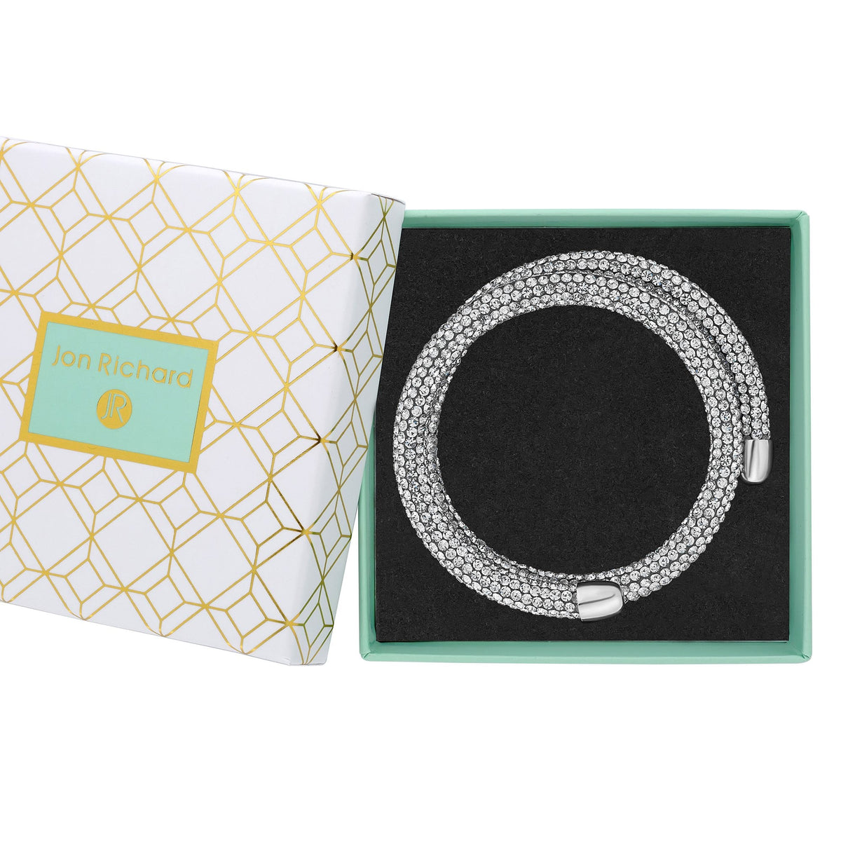 Plated Crystal Sparkle Double Wrap Bangle Gift Boxed