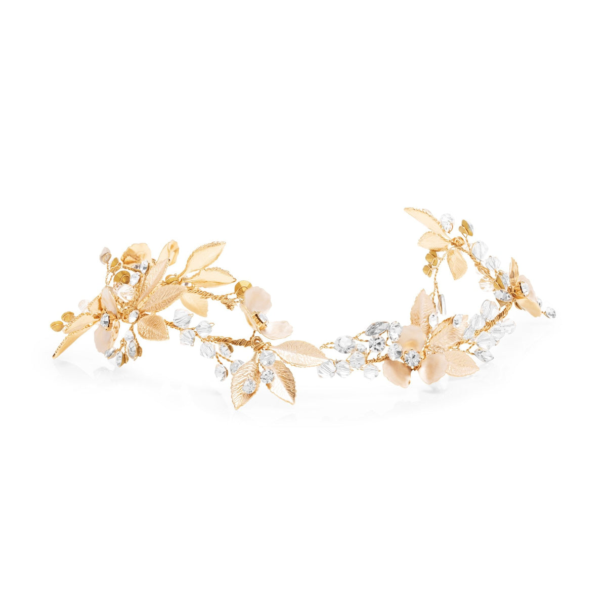 Jon Richard Janelle Gold Plated Brushed Leaf And Painted Floral Hair Vine - Gift Pouch