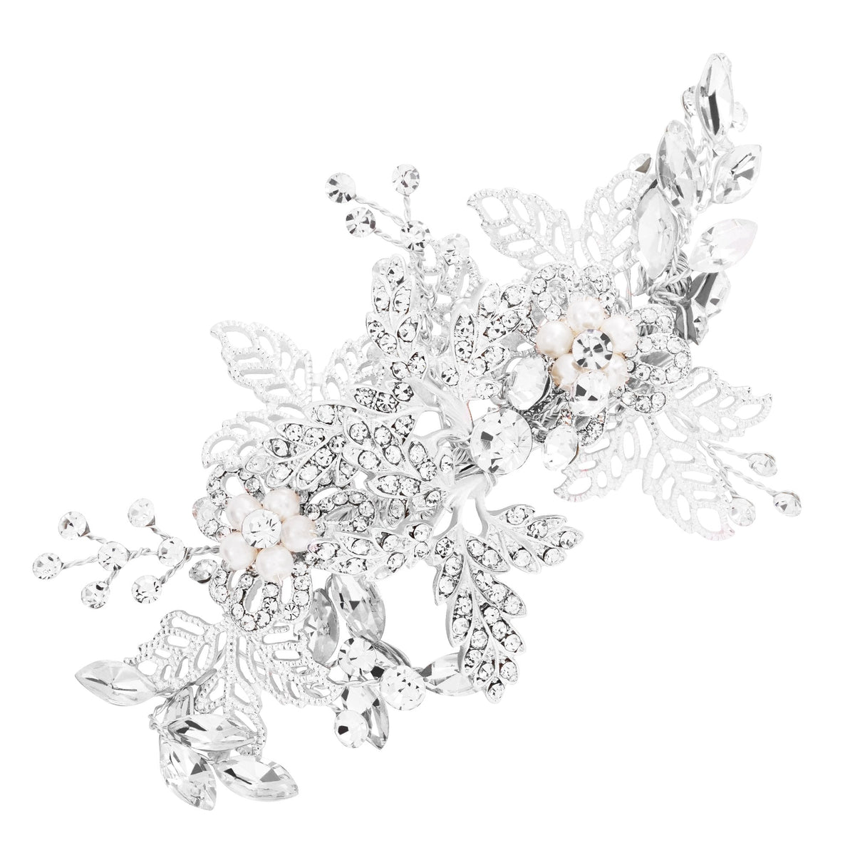 Suzie Open Leaf And Crystal Clip