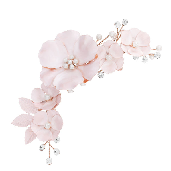 Jon Richard Rose Gold Plated Mabel Pink Flower And Pearl Clip - Gift Pouch