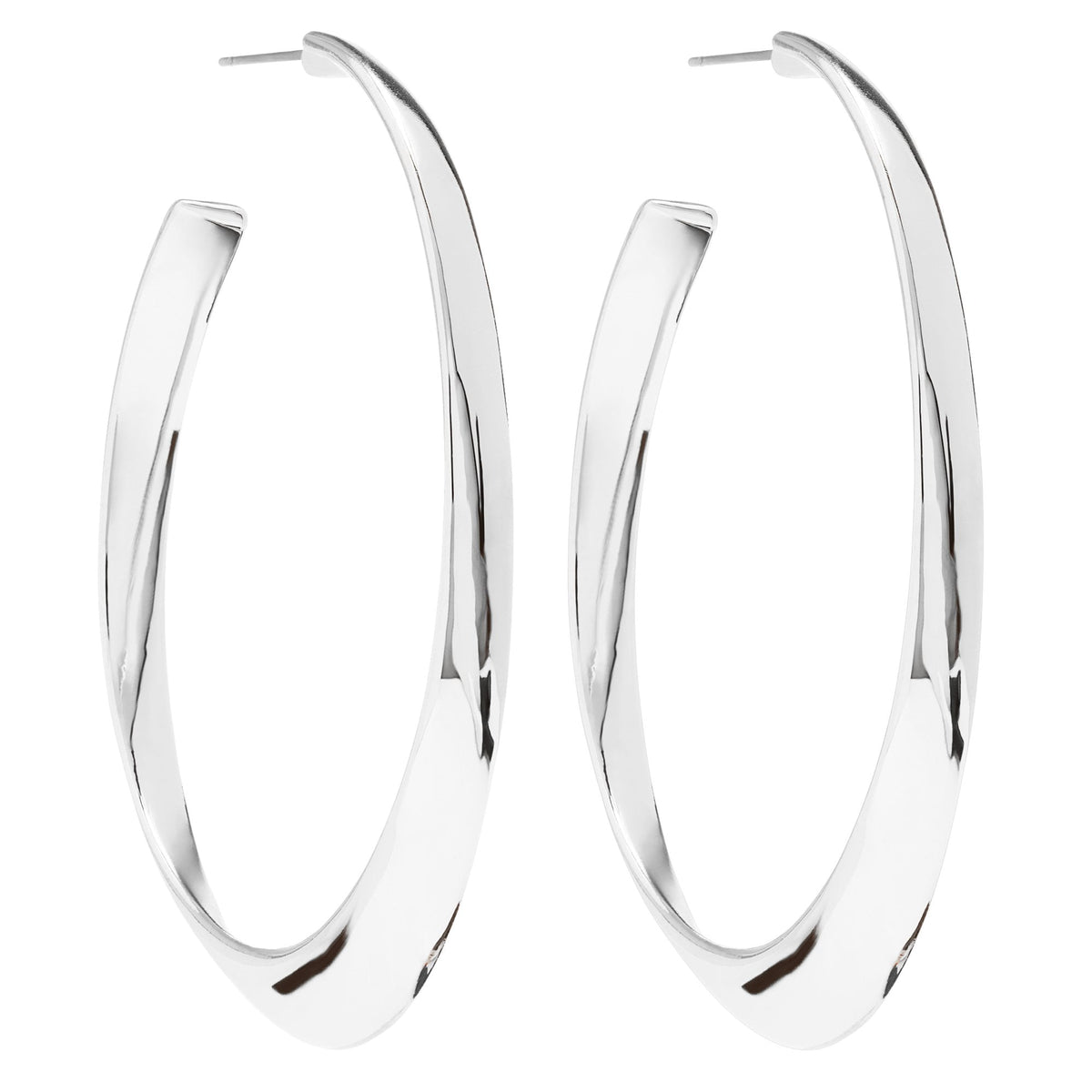 Silver Plated Polished Oval Hoop Earring