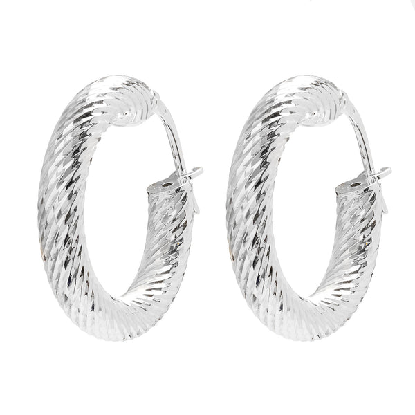Sterling Silver 925 Diamond Cut Hoop Earring