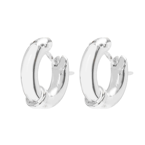 Sterling Silver 925 Polished Chunky Station Hoop Earring