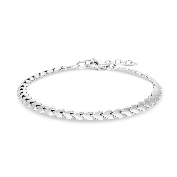 Sterling Silver 925 Heart Row Bracelet