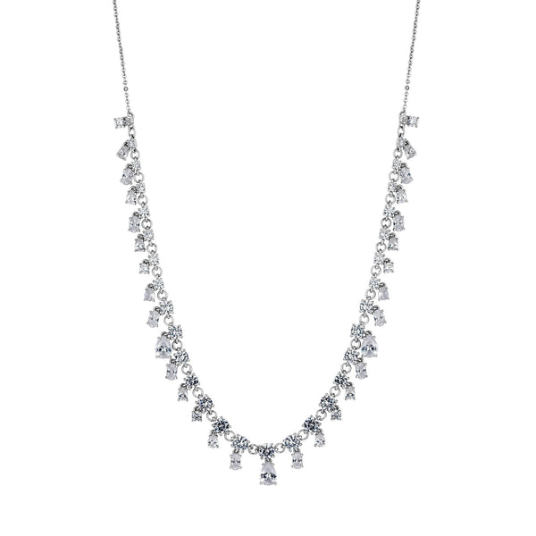 Silver Plated Cubic Zirconia Droplet Necklace