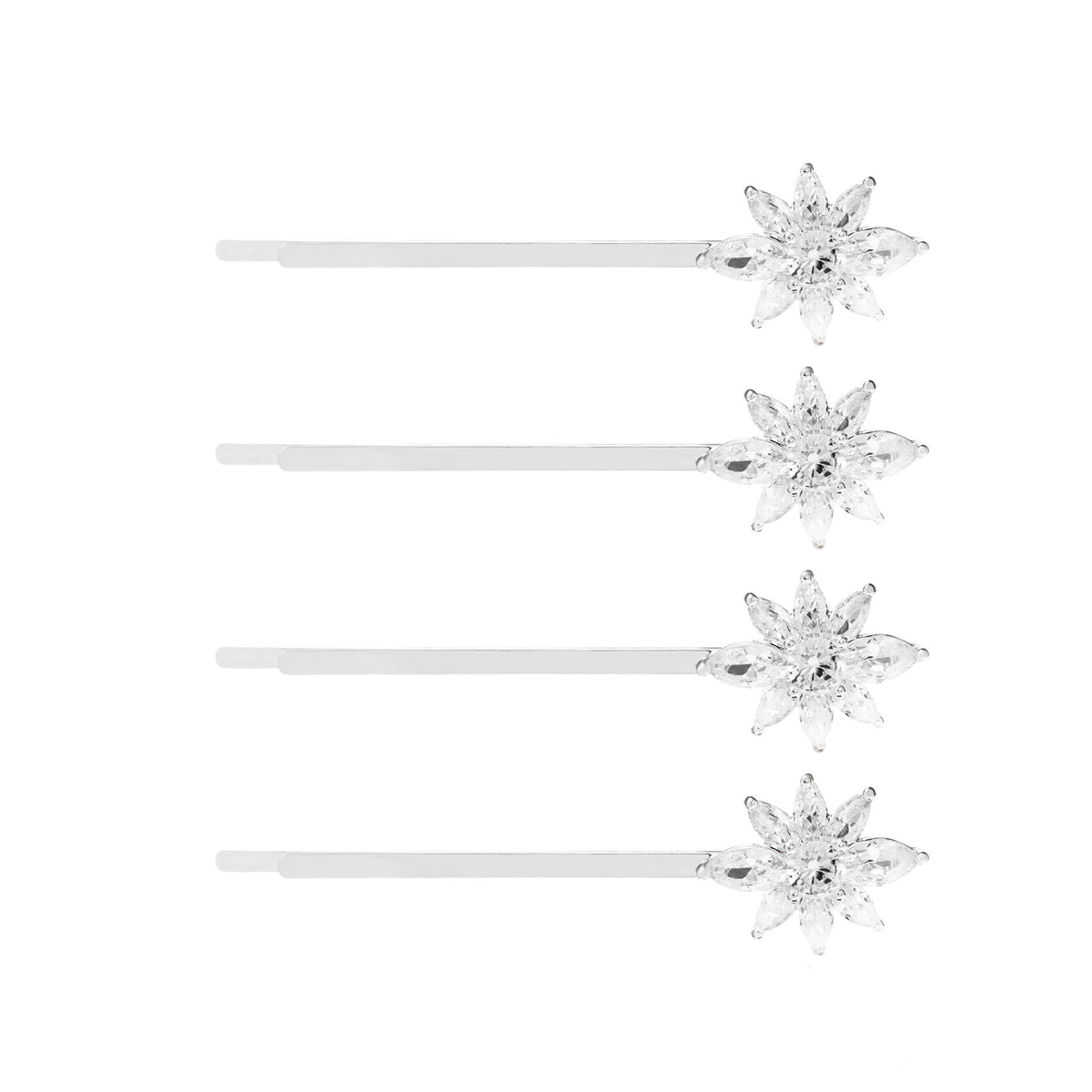 Valentina Silver Plated Cubic Zirconia Crystal Floral Slide - Pack Of 4