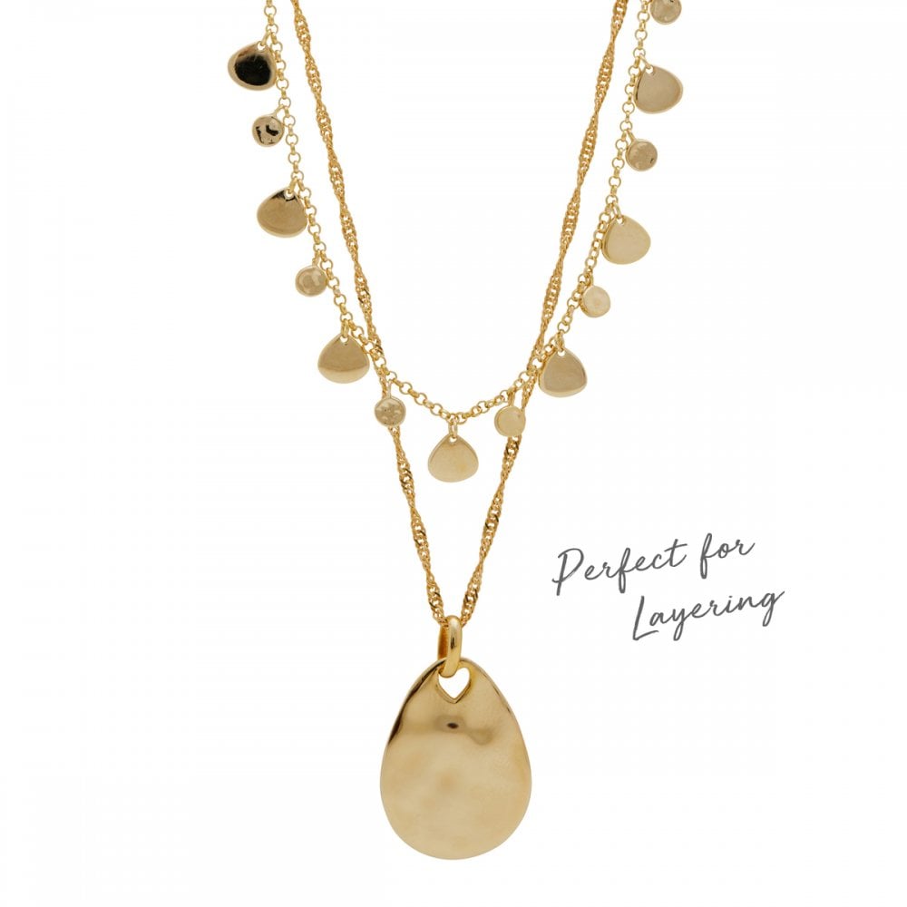 14ct Gold Plated Sterling Silver Fluid Pear Drop Pendant Necklace