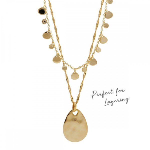 14ct Gold Plated Sterling Silver Fluid Pear Drop Pendant Necklace