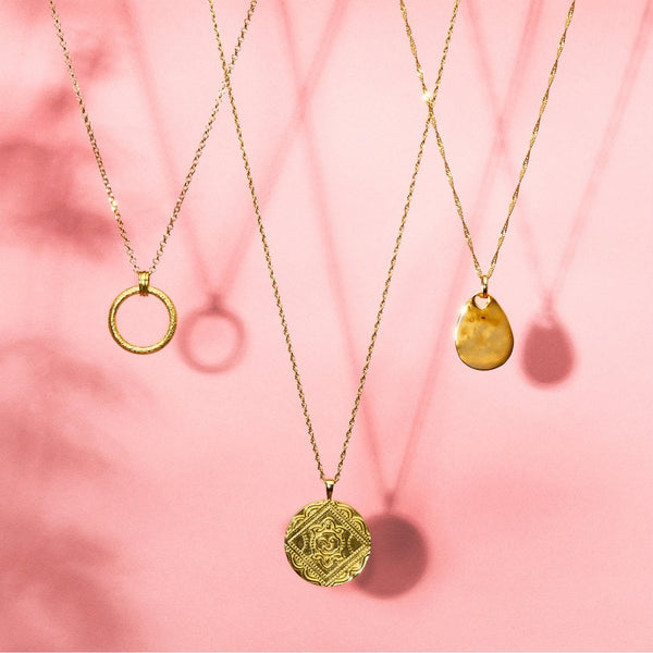 14ct Gold Plated Sterling Silver Fluid Pear Drop Pendant Necklace