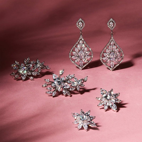 Silver Plated Floral Starburst Earrings