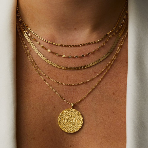 14ct Gold Plated Sterling Silver Diamond Cut Station Chain Necklace