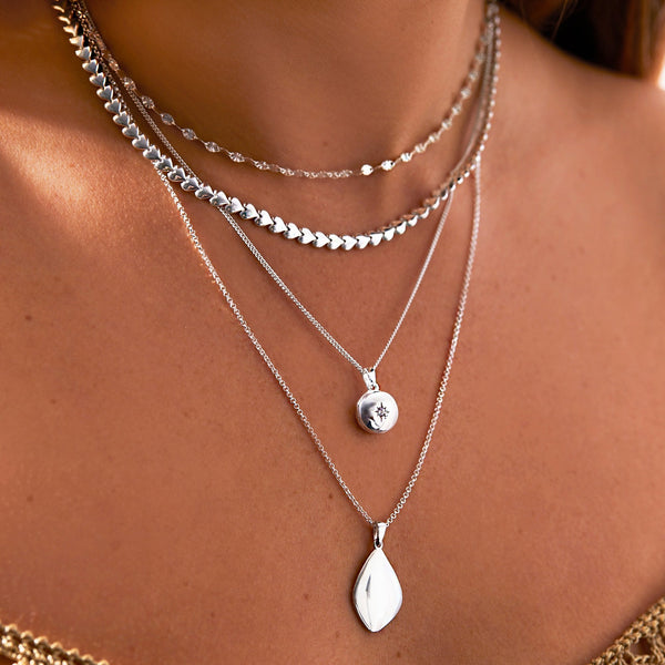 Sterling Silver 925 Heart Row Allway Necklace