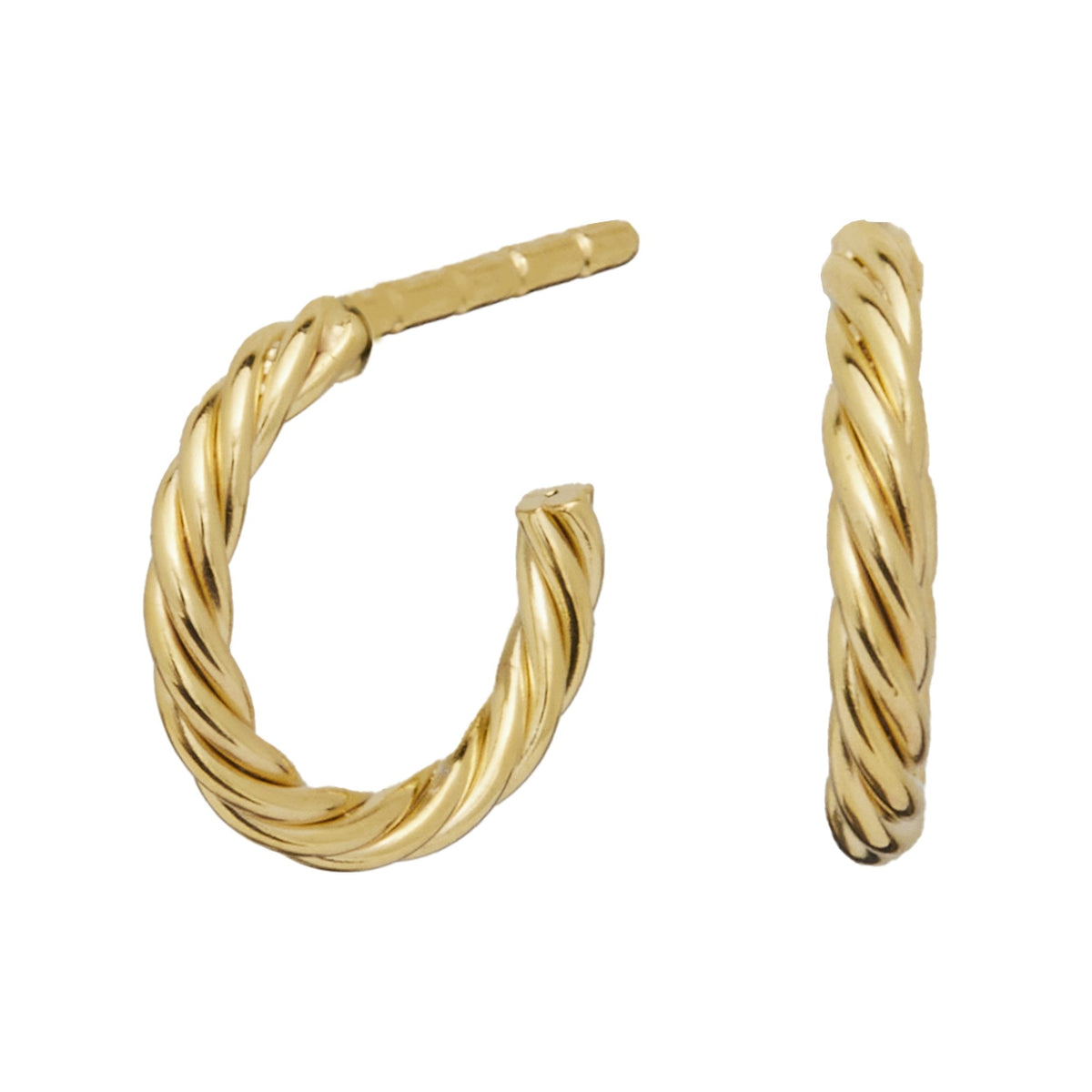 Sterling Silver 925 12Ct Gold Polished Mini Twist Hoop Earrings