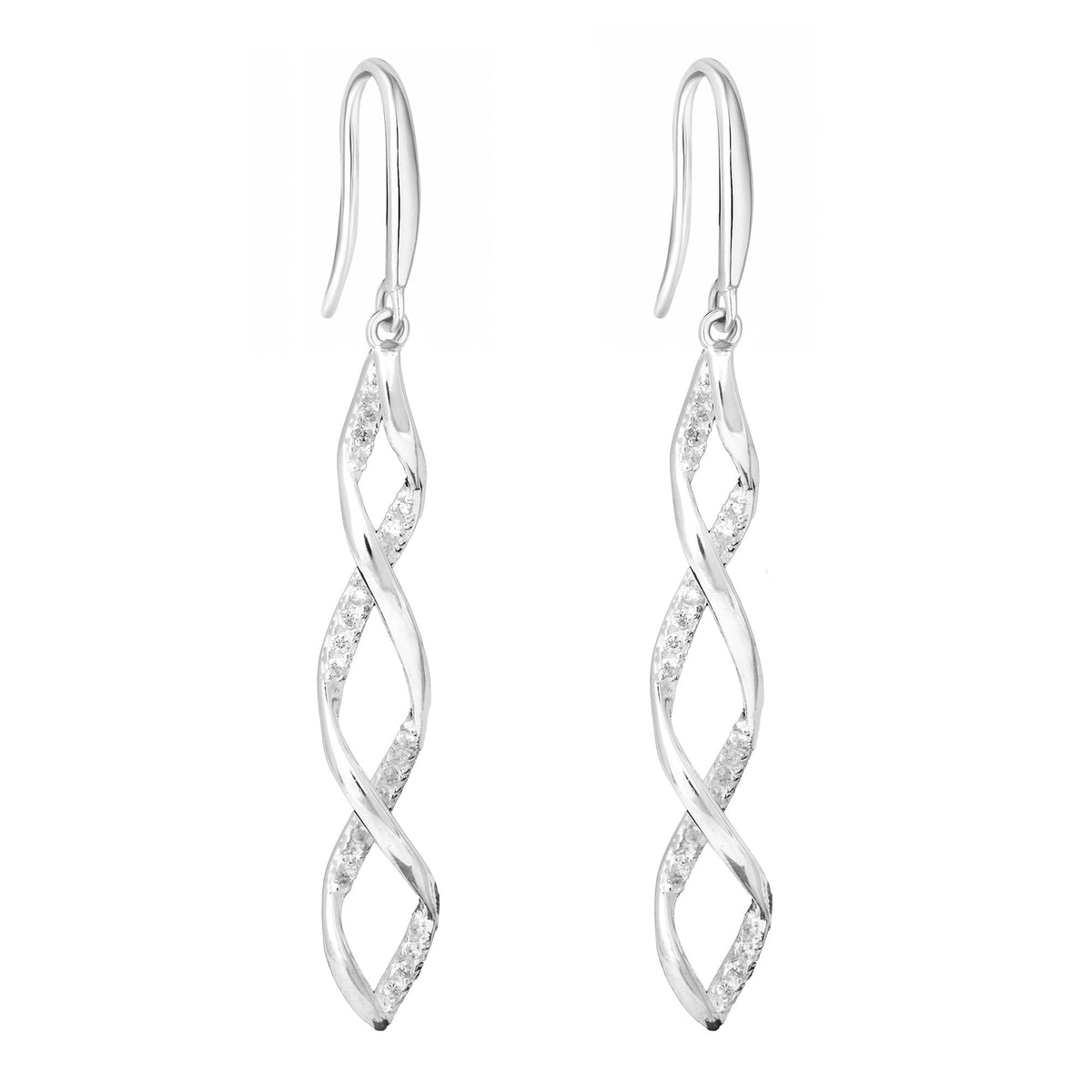 Sterling Silver 925 Cubic Zirconia Wrapped In Love Drop Earrings