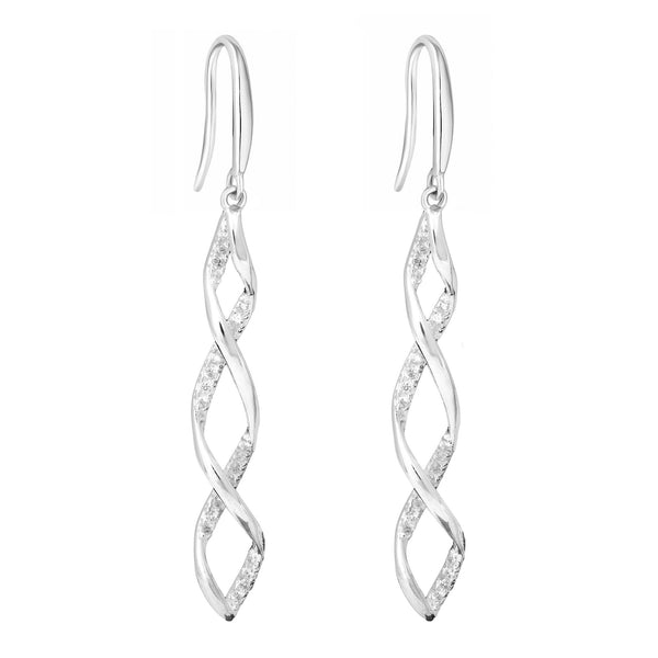 Sterling Silver 925 Cubic Zirconia Wrapped In Love Drop Earrings