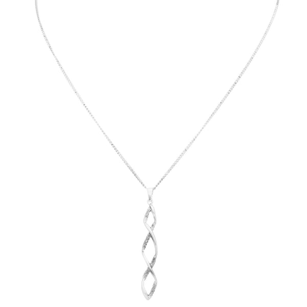 Sterling Silver 925 Cubic Zirconia Wrapped In Love Pendant Necklace