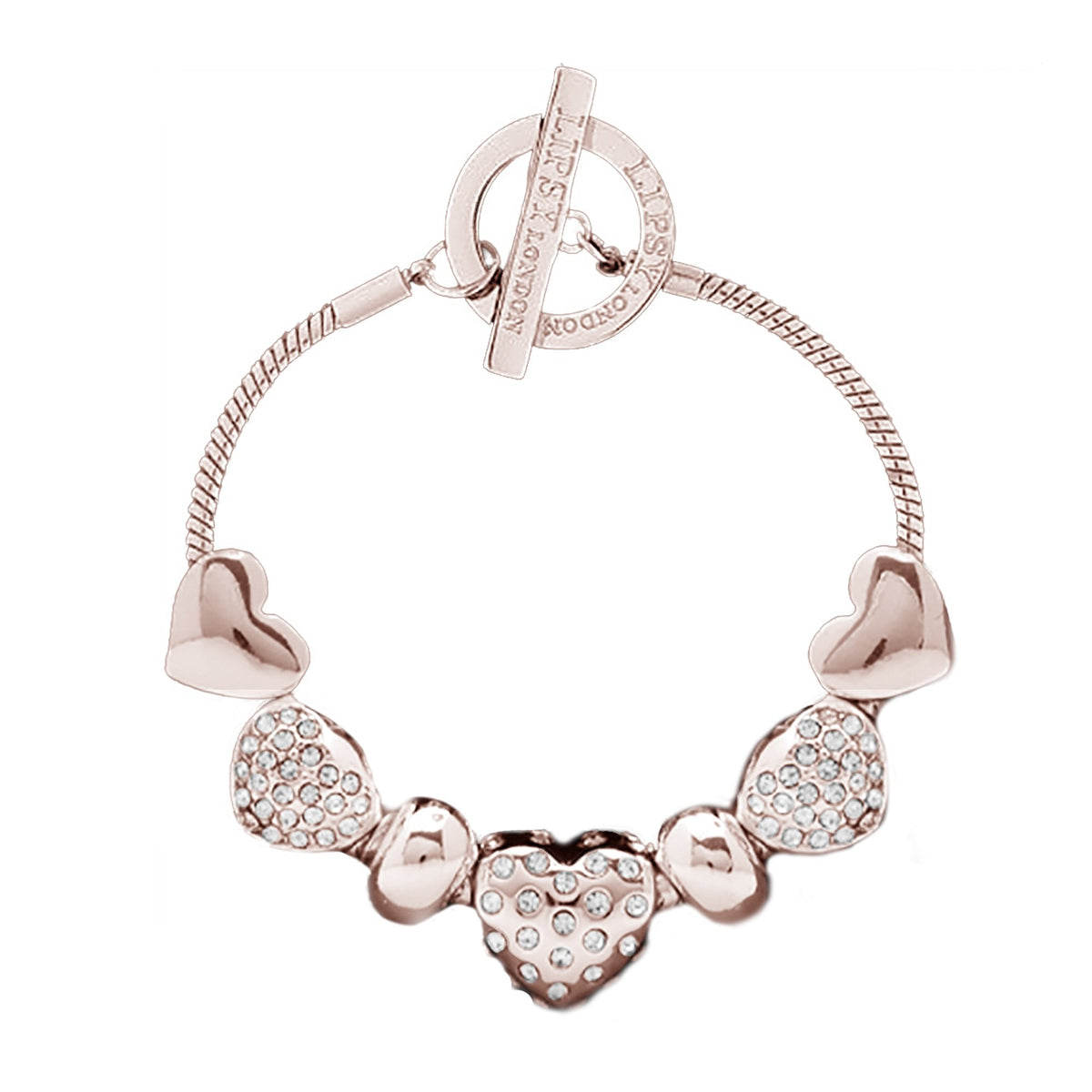 Lipsy Rose Gold Plated Crystal Charm Bracelet - Gift Boxed