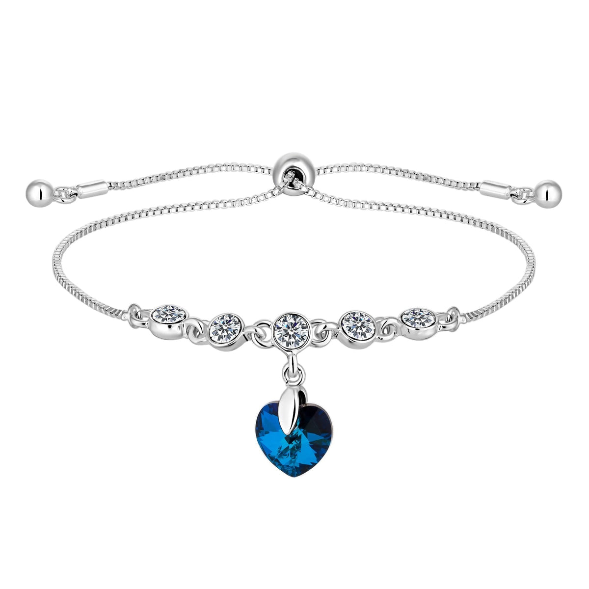 Jon Richard Radiance Collection Silver Plated Bermuda Blue Heart Toggle Bracelet
