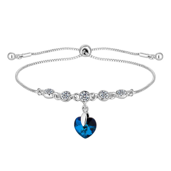 Jon Richard Radiance Collection Silver Plated Bermuda Blue Heart Toggle Bracelet