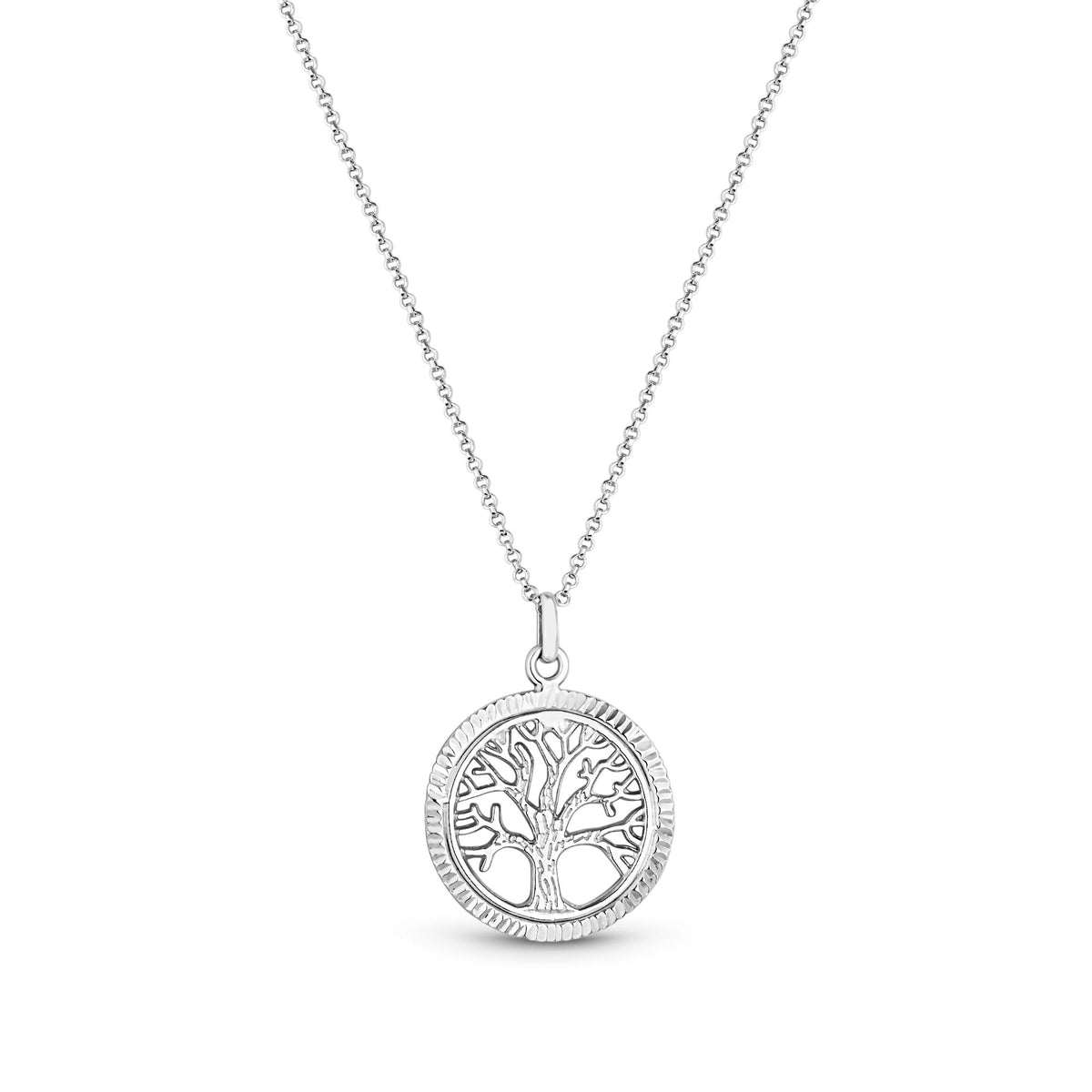 Simply Silver Sterling Silver 925 Diamond Cut Tree of Love Pendant Necklace