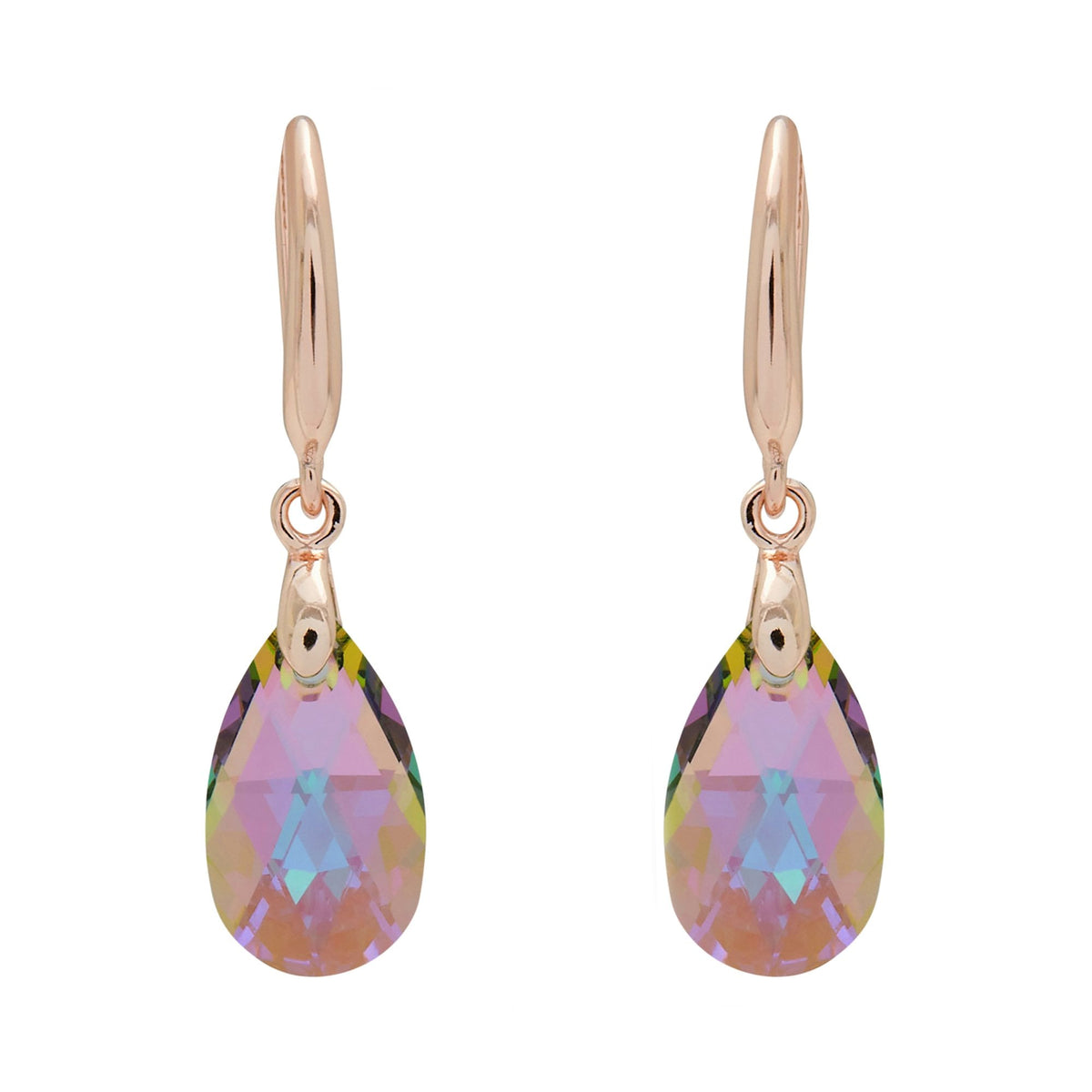 Jon Richard Radiance Collection Rose Gold Plated Pink Pear Drop Earrings