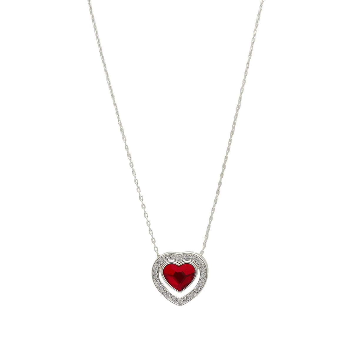 Jon Richard Radiance Collection Silver Plated Red Dancing Heart Pendant Necklace