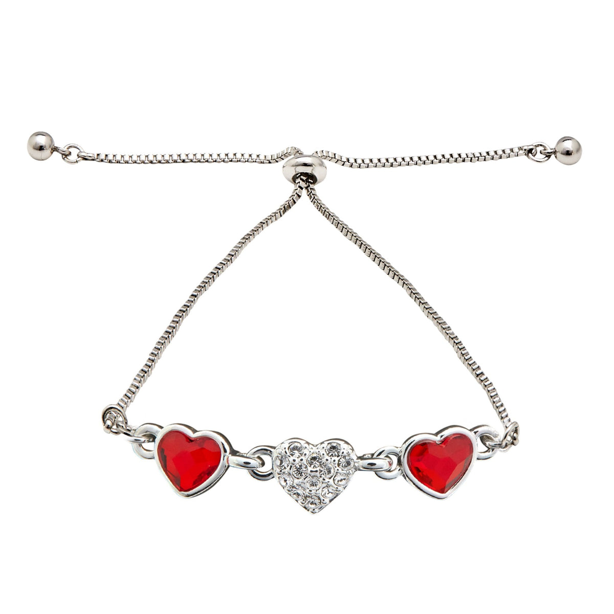 Jon Richard Radiance Collection Silver Plated Red Dancing Heart Toggle Bracelet