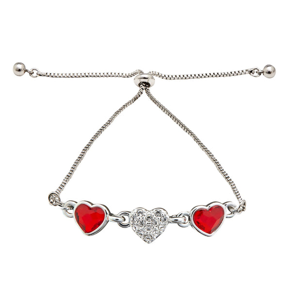 Jon Richard Radiance Collection Silver Plated Red Dancing Heart Toggle Bracelet