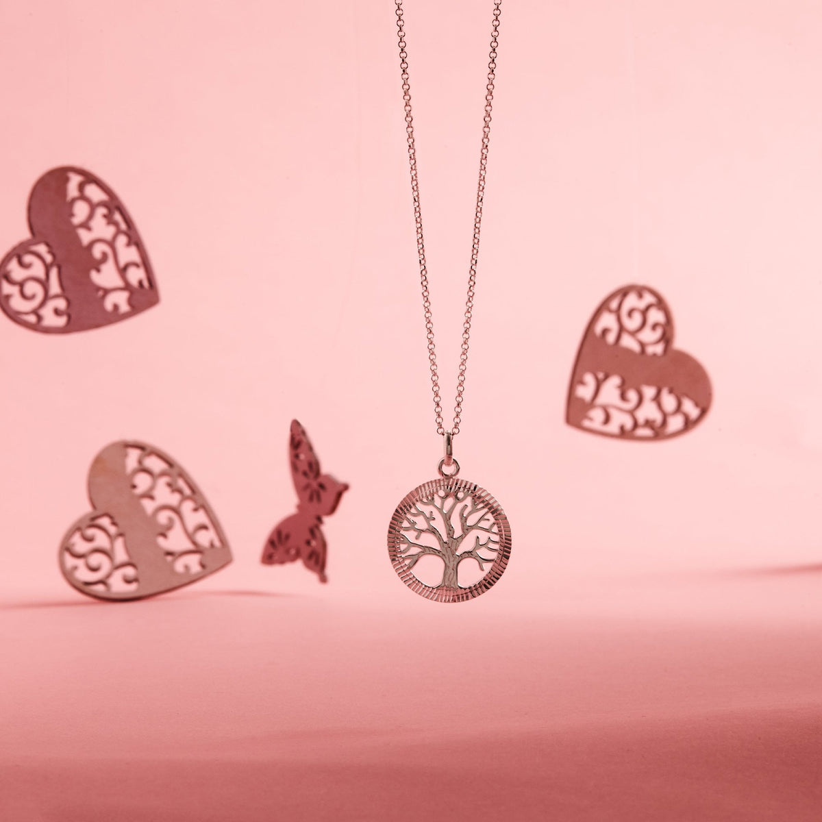 Simply Silver Sterling Silver 925 Diamond Cut Tree of Love Pendant Necklace