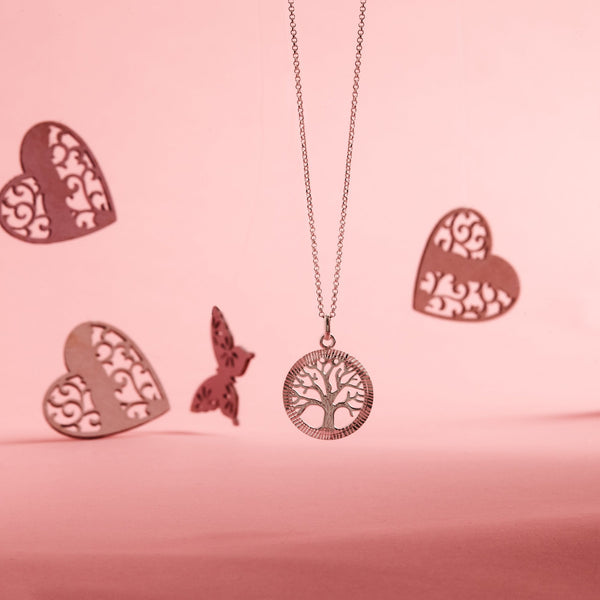 Simply Silver Sterling Silver 925 Diamond Cut Tree of Love Pendant Necklace