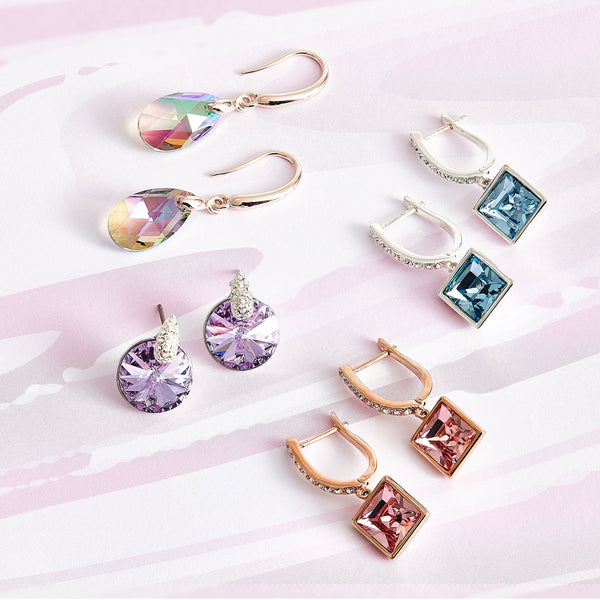 Jon Richard Radiance Collection Rose Gold Plated Pink Pear Drop Earrings