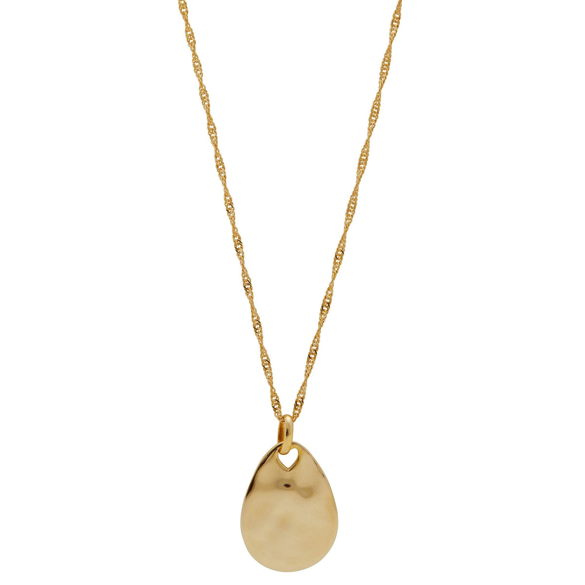 14ct Gold Plated Sterling Silver Fluid Pear Drop Pendant Necklace