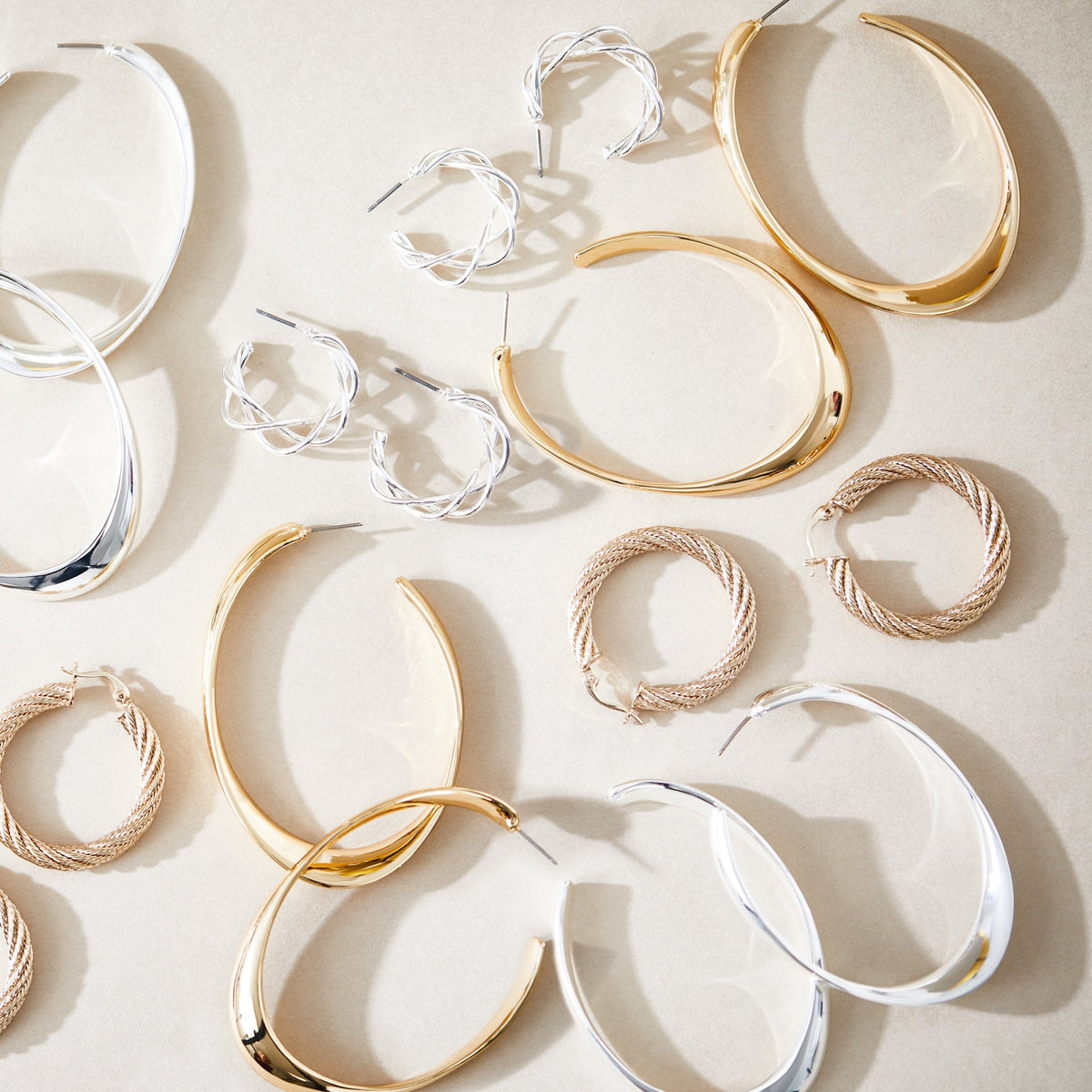 Silver Plated Polished Oval Hoop Earring