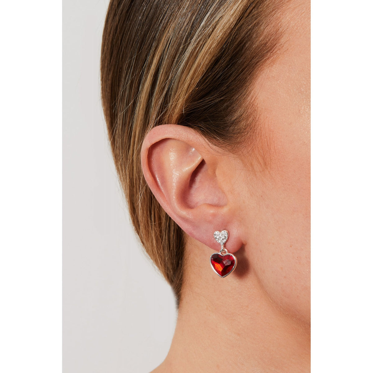 Jon Richard Radiance Collection Silver Plated Red Dancing Heart Drop Earrings