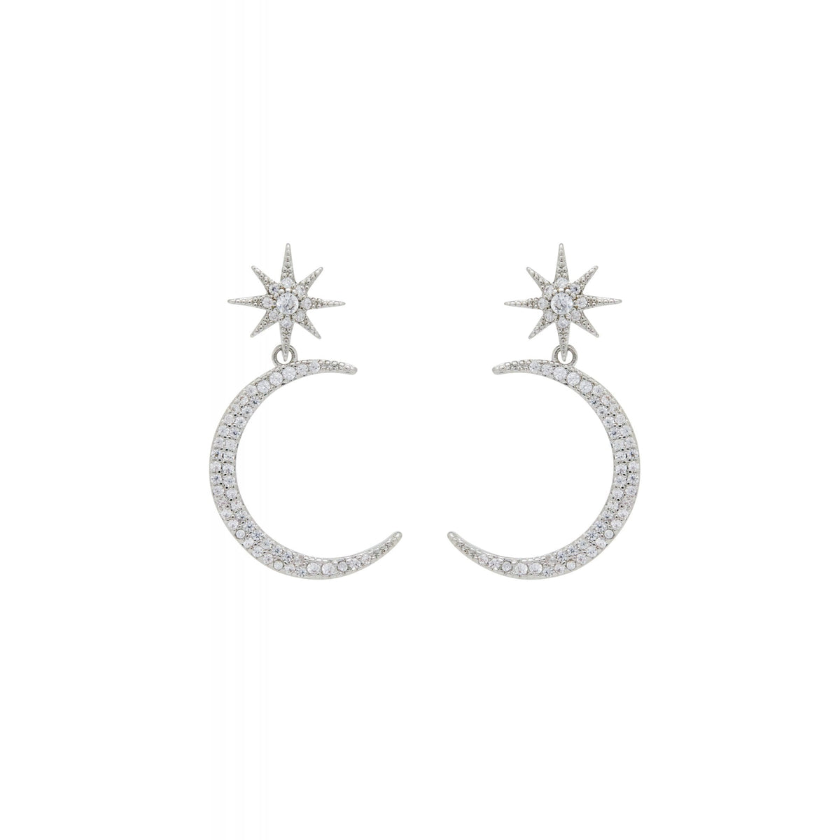 Jon Richard Star And Moon Crystal Statement Earrings