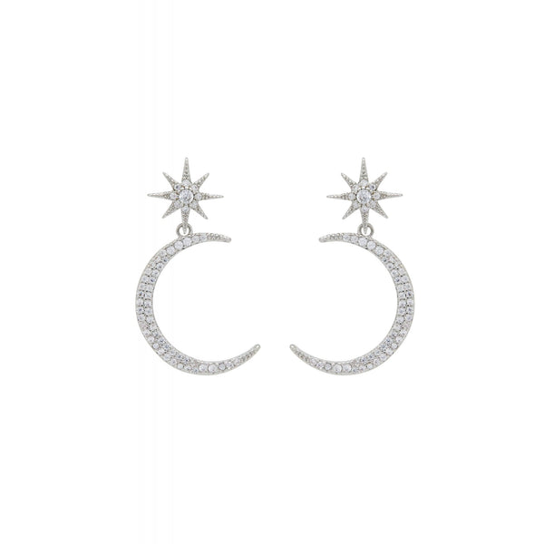 Jon Richard Star And Moon Crystal Statement Earrings