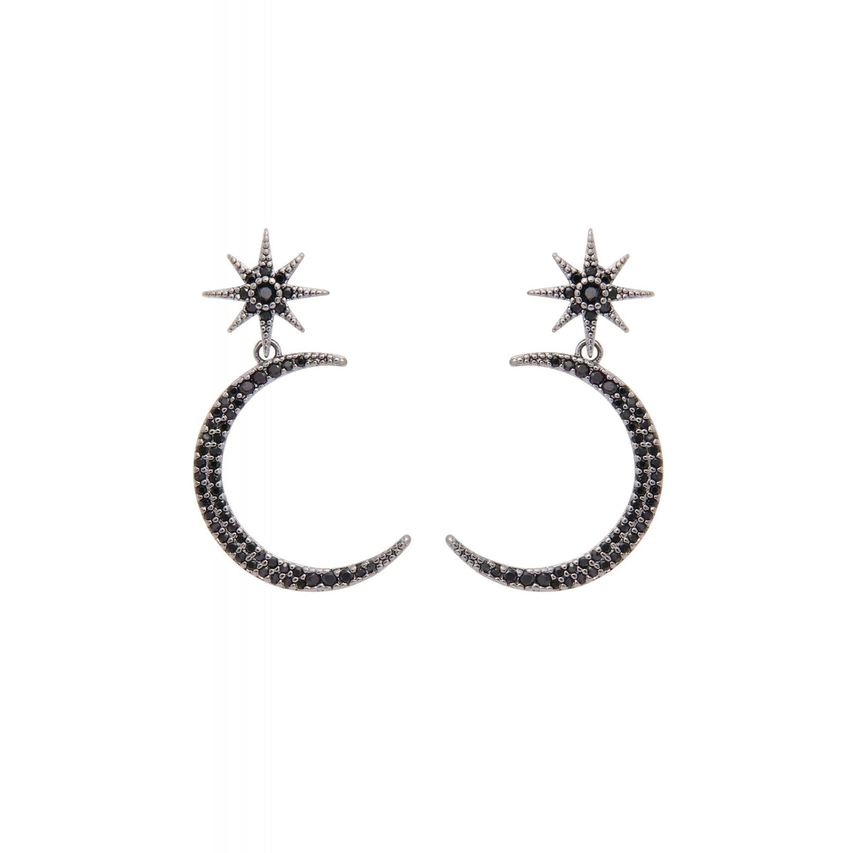 Jon Richard Star And Moon Black Statement Earrings