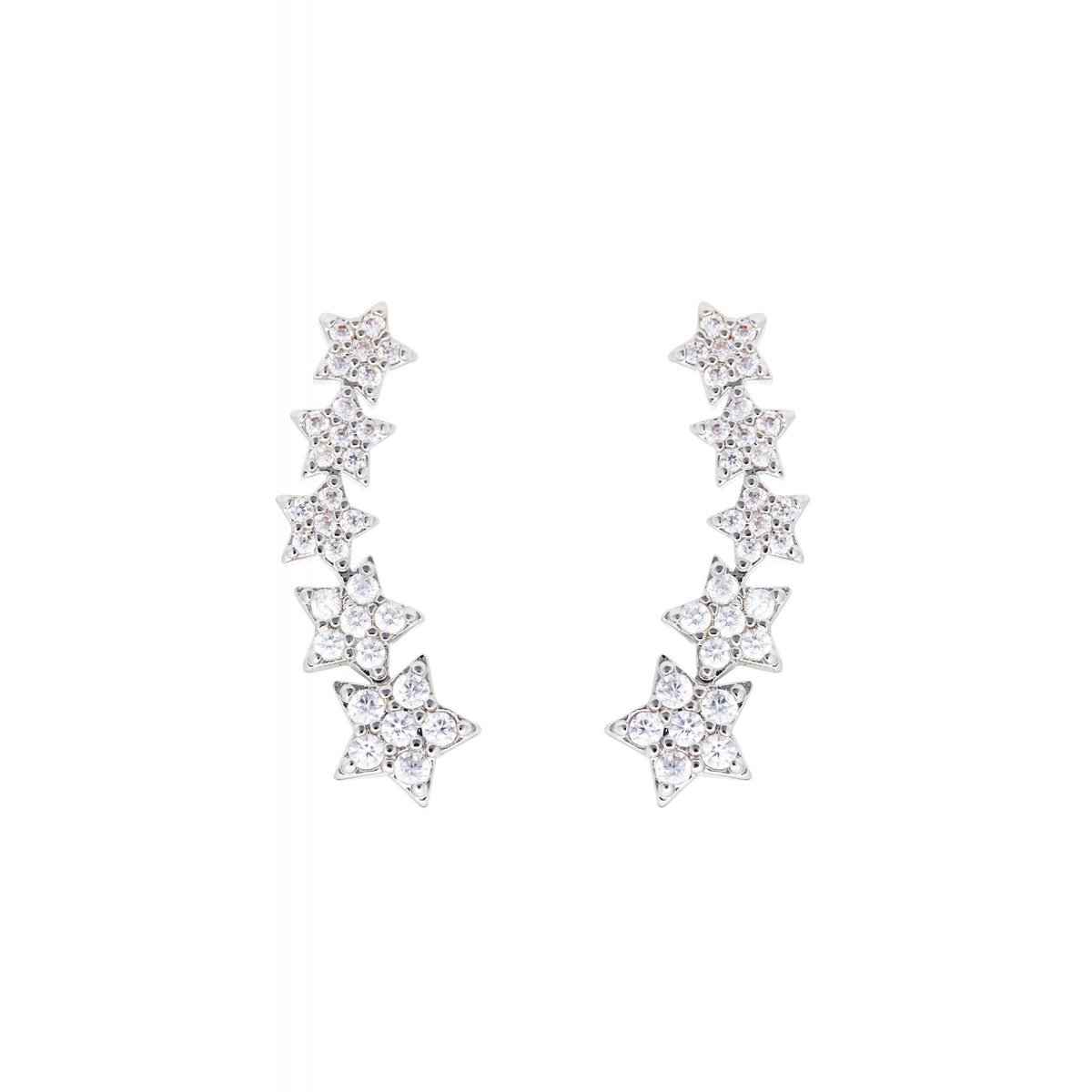 Jon Richard Star Cubic Zirconia Climber Earrings