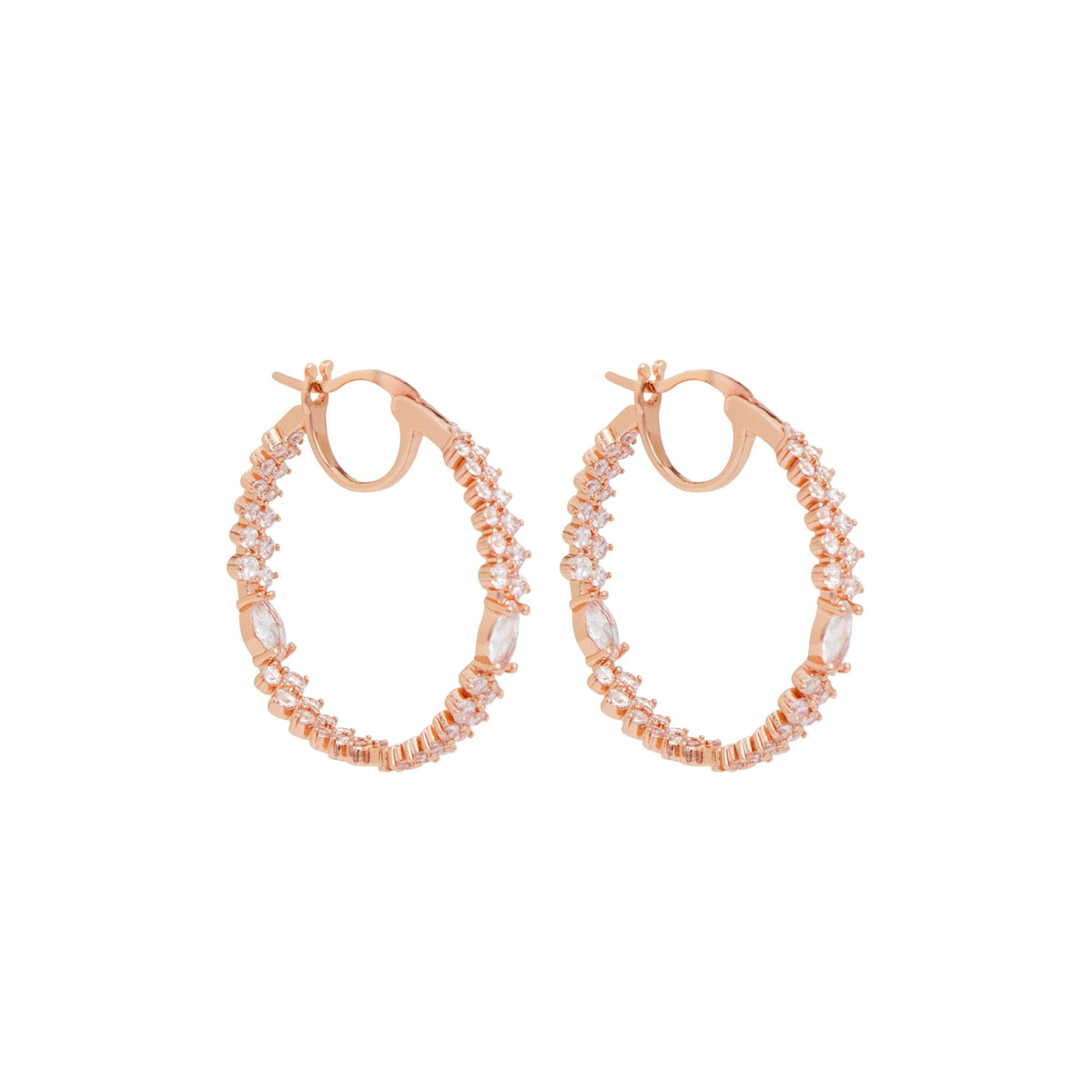 Jon Richard Rose Gold Mixed Stone Hoop Earrings