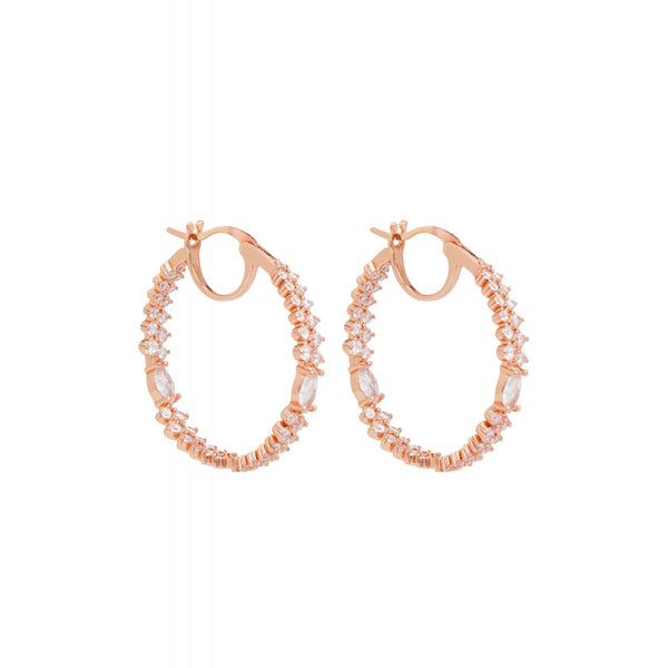 Jon Richard Rose Gold Mixed Stone Hoop Earrings