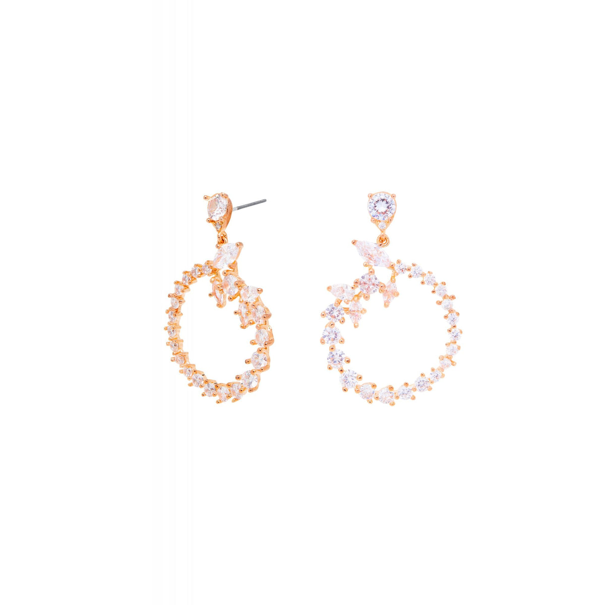 Jon Richard Rose Gold Open Asymetric Earrings