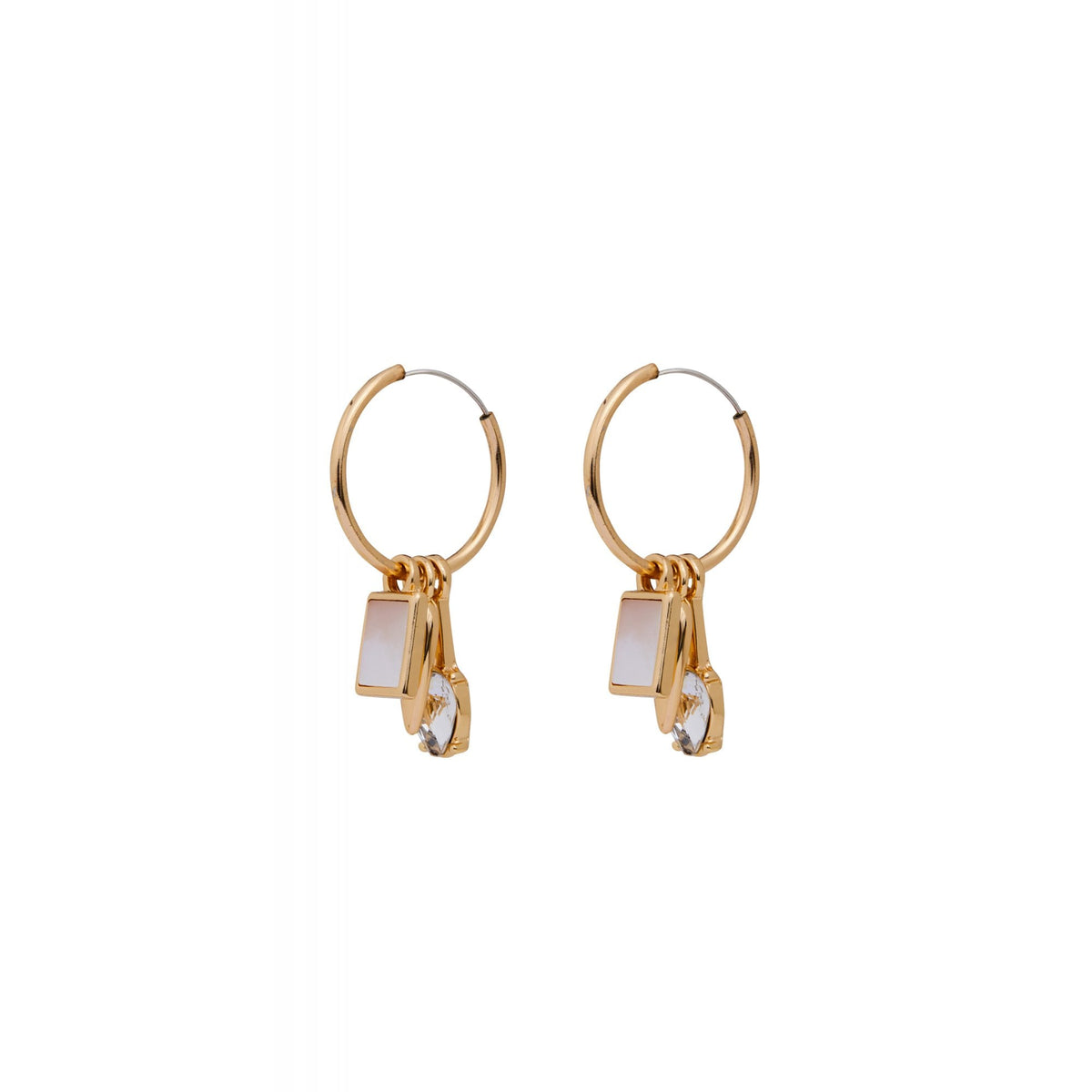 Mood Gold Plated Mop Charmed Hoop Earrings