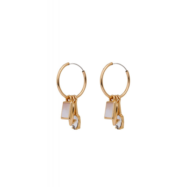 Mood Gold Plated Mop Charmed Hoop Earrings