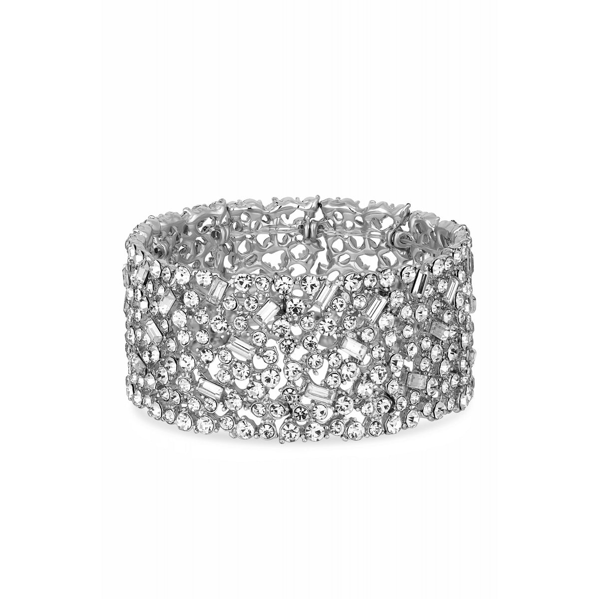 Mood Silver Crystal Multi Stone Stretch Bracelet