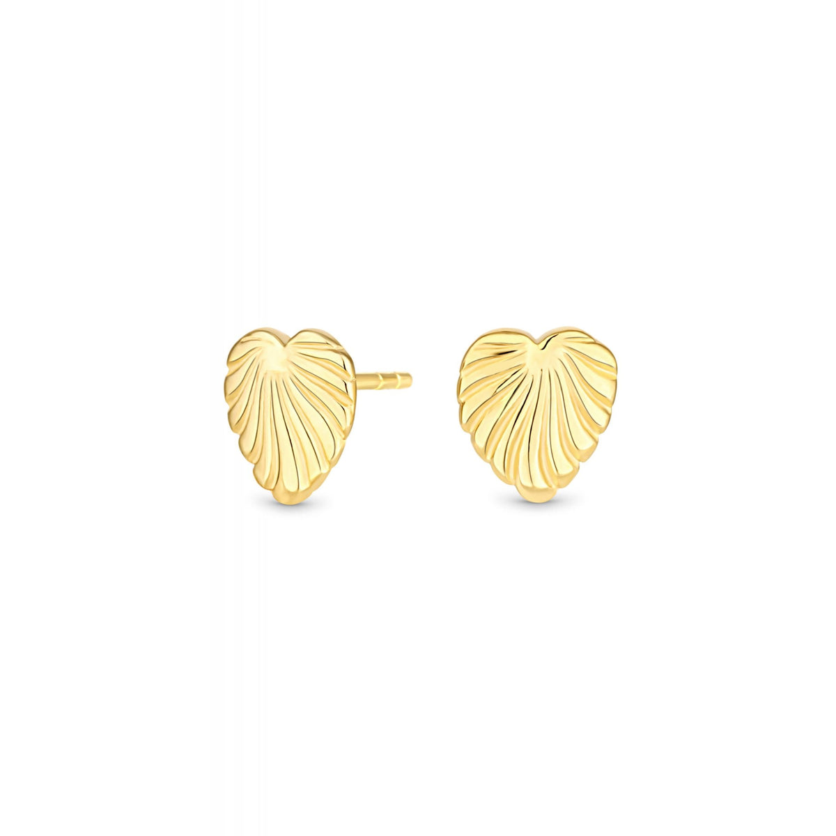 Sterling Silver Gold Heart Shell Stud Earrings