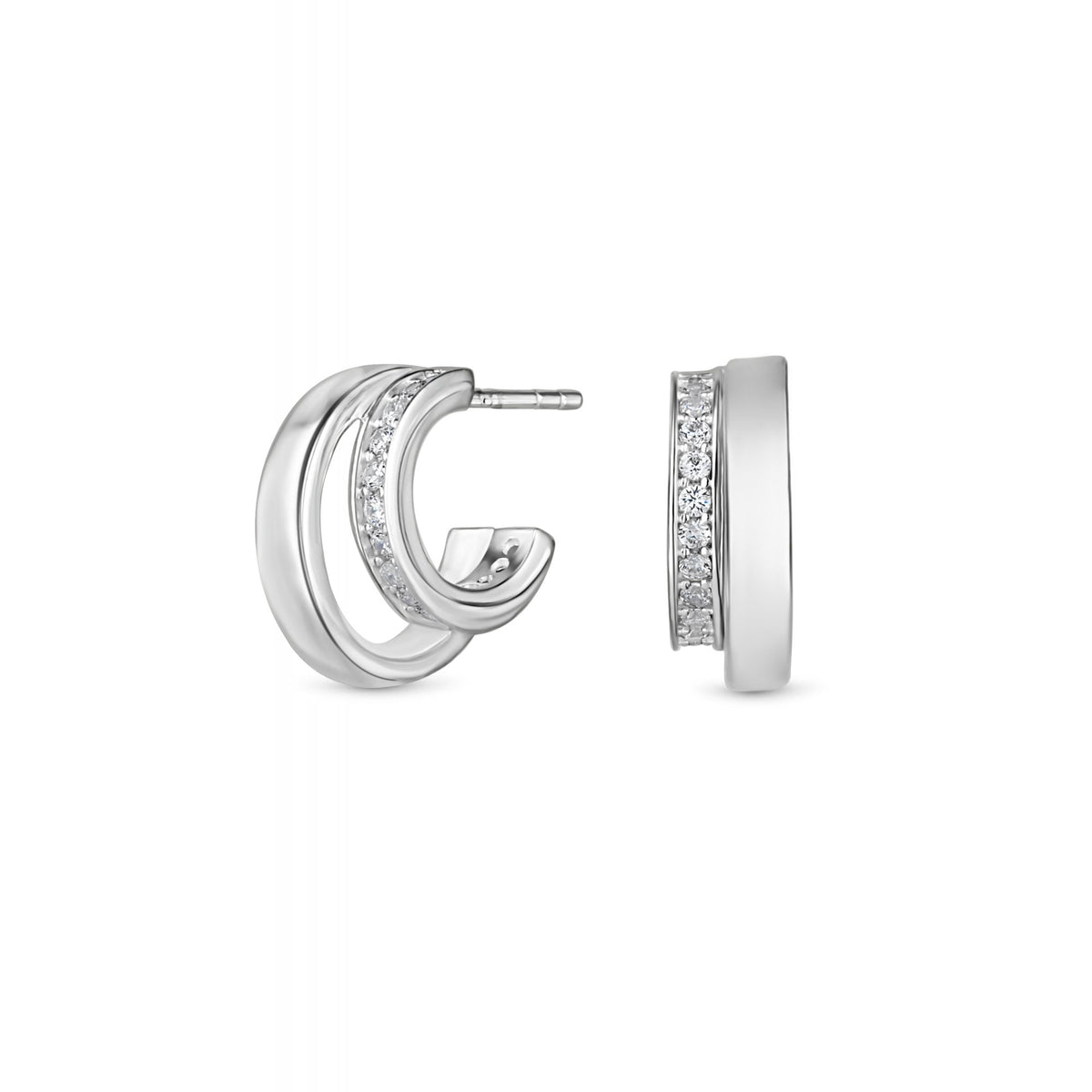 Double Cubic Zirconia Hoop Earrings