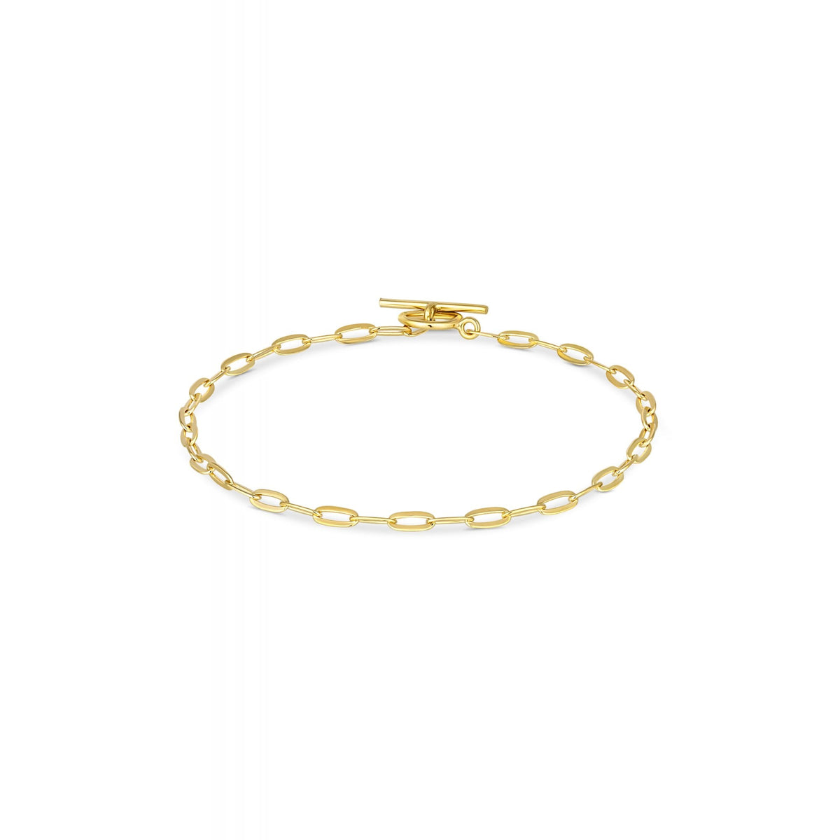 Sterling Silver Gold Small Paperlink T-Bar Bracelet