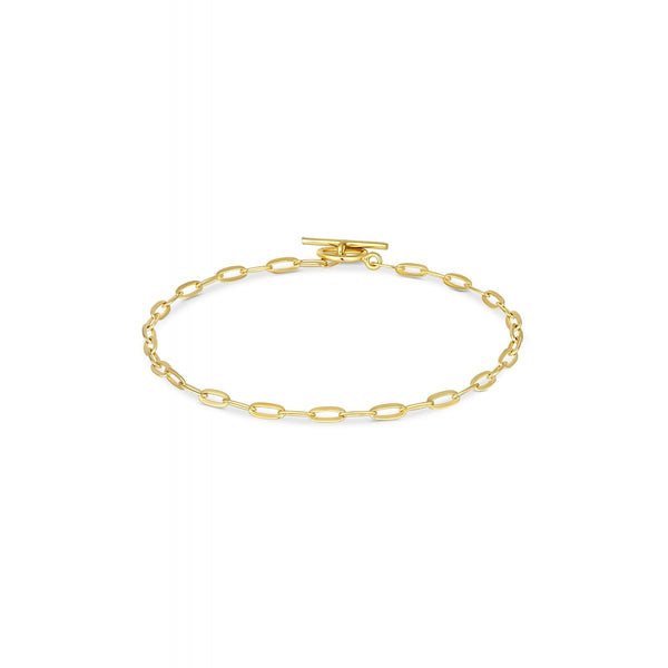 Sterling Silver Gold Small Paperlink T-Bar Bracelet